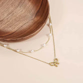 Women's Minimalist And Versatile Pearl Bow Necklace Fashion Jewelry